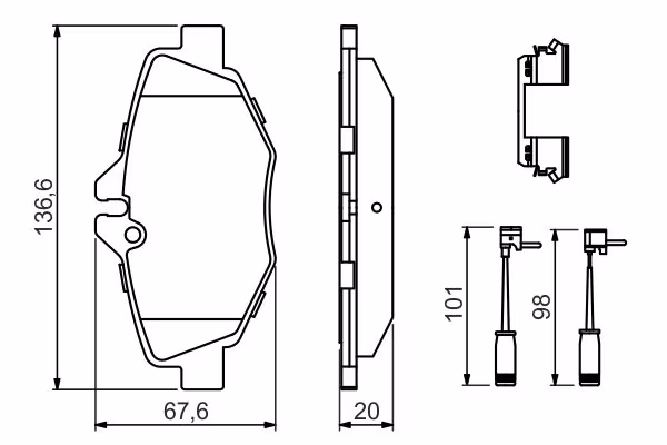 BOSCH Kit pastiglie freno, Freno a disco