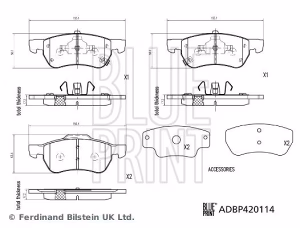 BLUE PRINT Kit pastiglie freno, Freno a disco